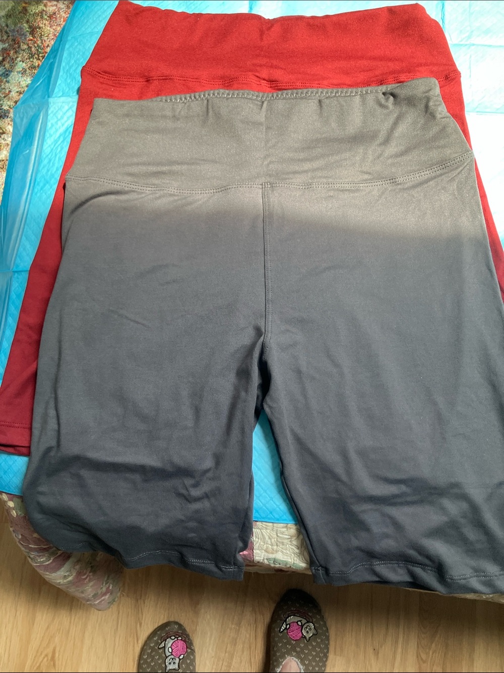 Ag Adriano Goldschmied High-Waist Bike Shorts in Black and Red